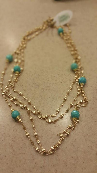 Double Layer Turquoise Wire Wrapped Neckalce