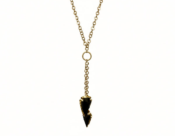 Long Necklace with 2 Arrowhead Agate Pendants