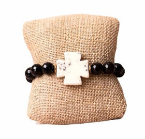 Cross Bracelet with Gemstone Beads