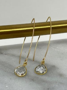 Oval Hoop Earrings with Crystal Swara Jewelry