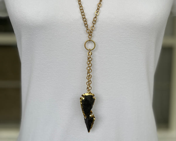 Long Gold Arrowhead Necklace
