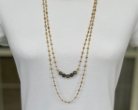 Double Layer Gold Necklace with Gemstones