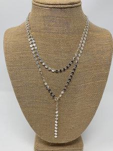 Silver Double Layer Lariat - Handmade