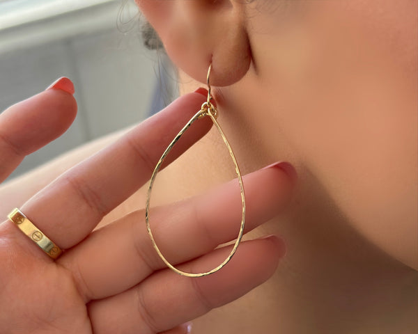 Gold Filled Hammered Hoop Earrings