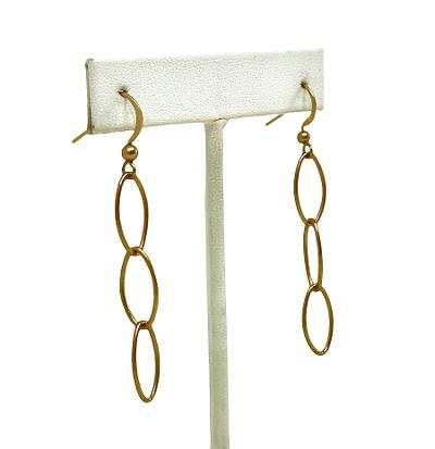 Gold Plated Triple Hoop Chain Earrings