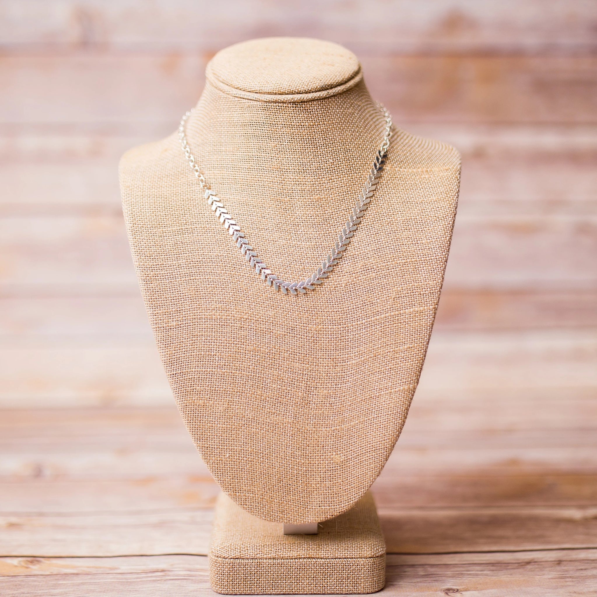 Chevron Silver Plated Necklace - Swara Jewelry
