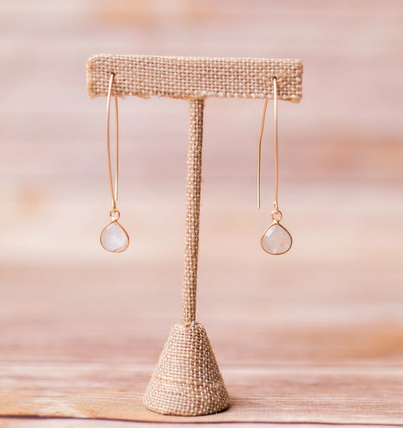 Oval Spike Earrings with Natural Gemstones - Swara Jewelry