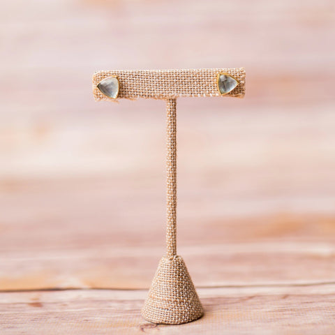 Triangle Gemstone Stud Earrings - Swara Jewelry