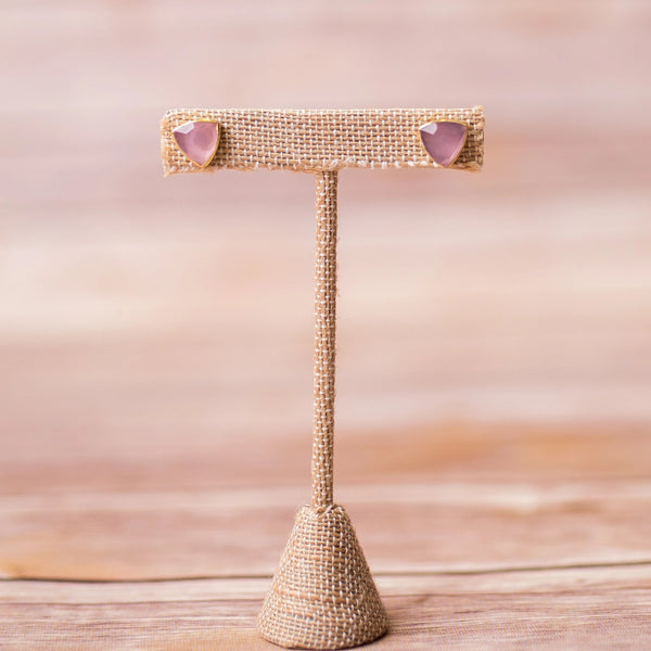 Triangle Gemstone Stud Earrings - Swara Jewelry