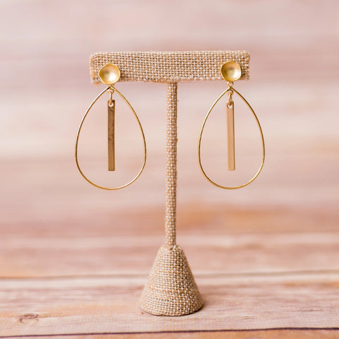 Hoop Earrings with Bar - Handmade