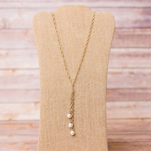 Long Triple Drop Pearl Necklace