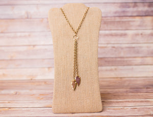 Long Gold Agate Arrowhead Necklace