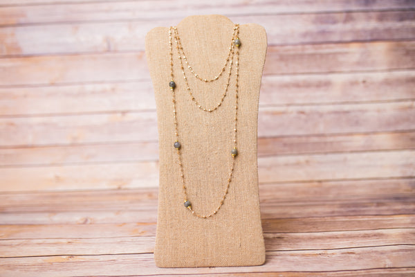 Double Layer Gold Gemstone Necklace