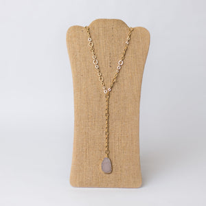 Lariat Necklace with Druzy Pendant