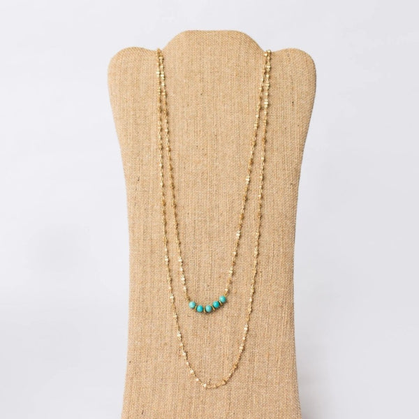 Double Layer Gold Plated Necklace with Gemstones - Swara Jewelry