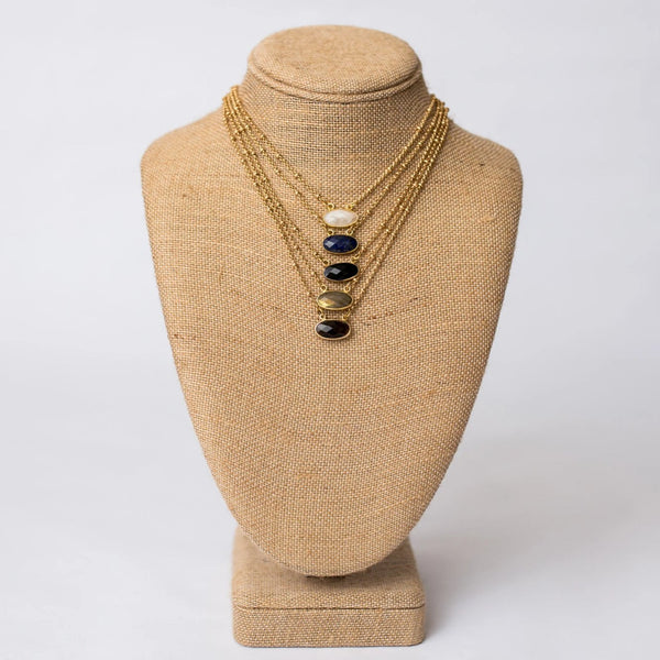 Petite Necklace with Gemstone Pendant - Swara Jewelry