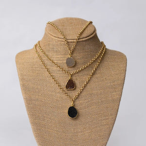 Gold Plated Necklace with Druzy Pendant - Swara Jewelry