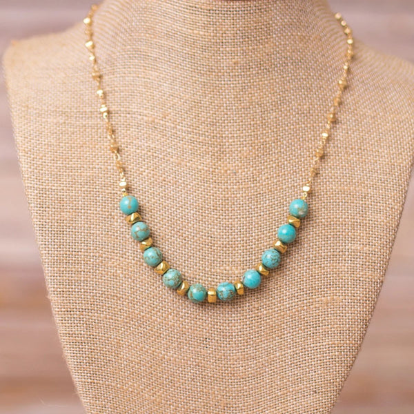 Gold Plated Necklace with Gemstones - handmade