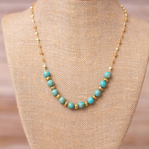 Gold Plated Necklace with Gemstones - handmade