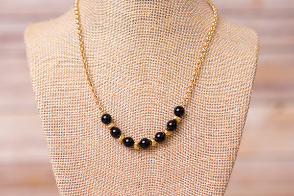 Gold Plated Necklace with Gemstones - handmade