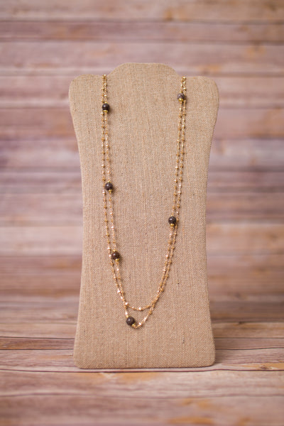 Double Strand Necklace with Wire Wrap Gemstones - Swara Jewelry