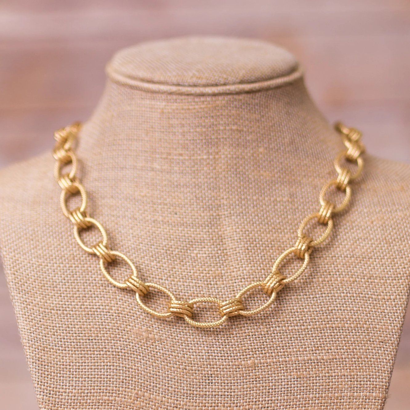 Gold Statement Chain Necklace - handmade