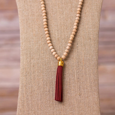 Beaded Necklace with Tassel Pendant - Swara Jewelry