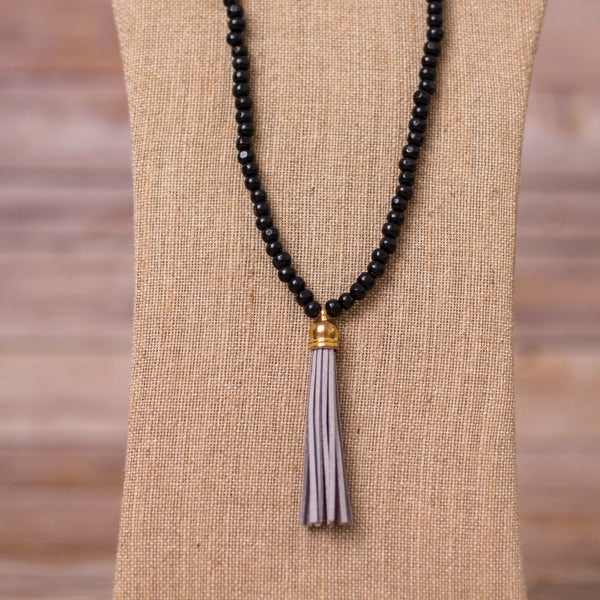 Beaded Necklace with Tassel Pendant - Swara Jewelry
