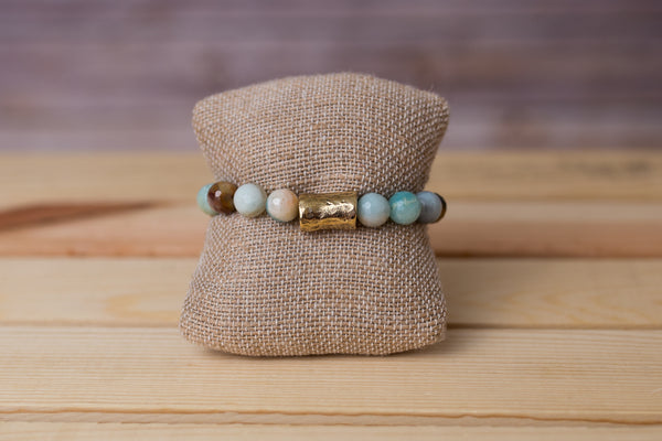 Amazonite Beaded Stretch Bracelet - Handmade