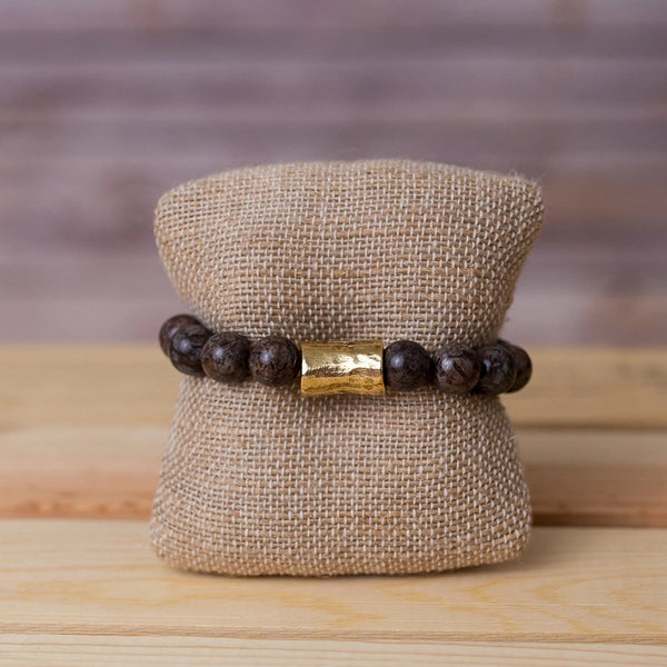 Beaded Stretch Bracelet Natural Gemstones Large Nugget Spacer - Swara Jewelry