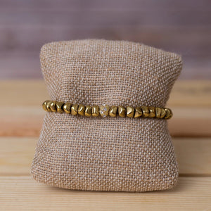 Brass Nugget Stretch Bracelet-Handmade - Swara Jewelry