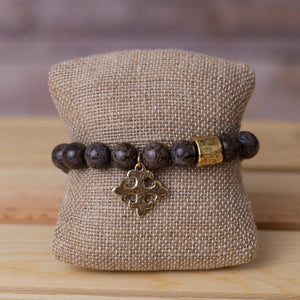 Gemstone Stretch Bracelet with Cross Pendant - Swara Jewelry