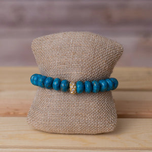 Turquoise Rondelle Stretch Bracelet - Swara Jewelry