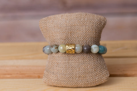 Amazonite Beaded Stretch Bracelet - Handmade