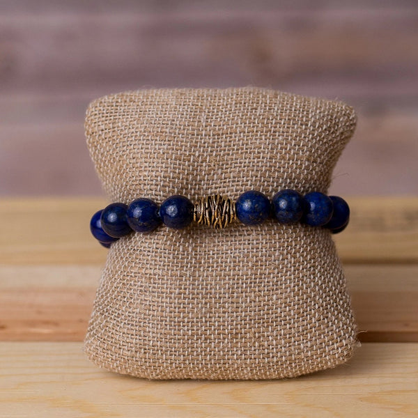 Gemstone Stretch Bracelet with Beehive Spacer - Swara Jewelry