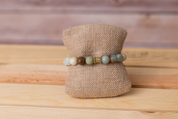Amazonite Beaded Stretch Bracelet - Handmade