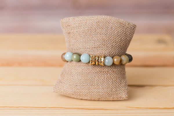 Amazonite Beaded Stretch Bracelet - Handmade
