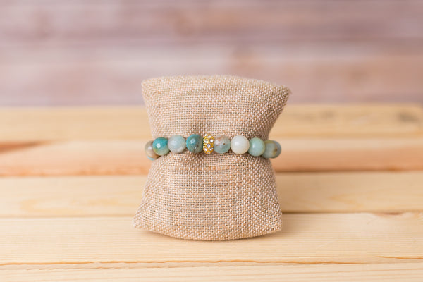 Amazonite Beaded Stretch Bracelet - Handmade
