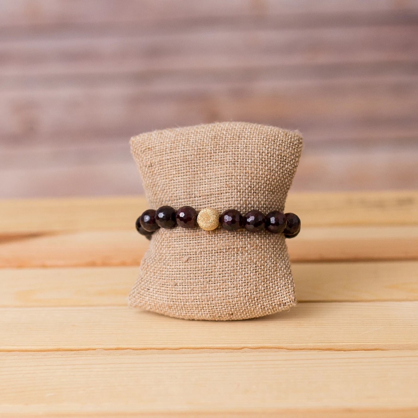 Gemstone Stretch Bracelet with Gold Filled Stardust Spacer - Swara Jewelry