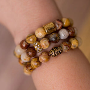 Neutral Agate Bracelet Stack - Swara Jewelry