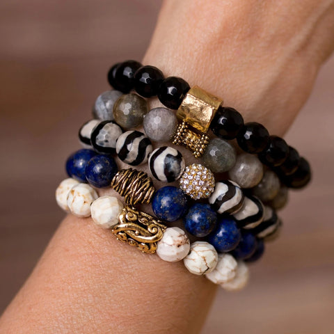 Blue and Black Bracelet Stack - Swara Jewelry