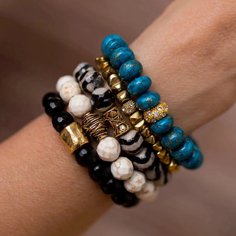 Black and Turquoise Bracelet Stack - Swara Jewelry