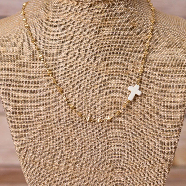 Cross Pendant on Gold Plated Necklace - Handmade