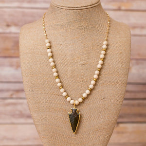 Gold Plated Chain with Natural Gemstones and Arrowhead Pendant - Swara Jewelry