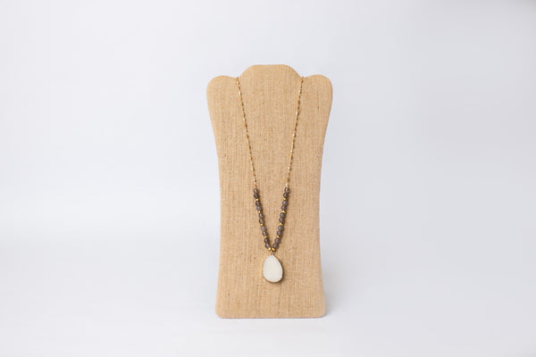 Beaded Necklace with Druzy Pendant - Swara Jewelry
