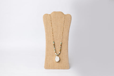 Beaded Necklace with Druzy Pendant - Swara Jewelry