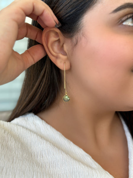 Open Hoop Earrings with Natural Gemstones