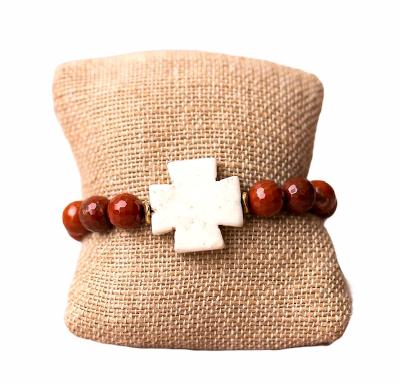 Cross Bracelet with Gemstone Beads
