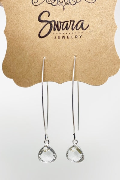 Oval Spike Earrings with Natural Gemstones - Swara Jewelry