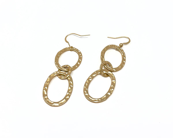 Hammered Gold Triple Hoop Earrings